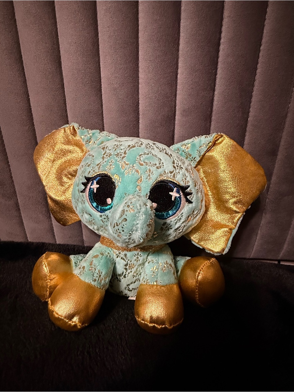 GUND P.Lushes Pets Bella L’Phante Elephant Plush Gold Aqua Stuffed Animal